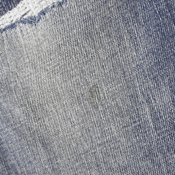 Old Navy Slim Built In Tough Flex 33x32 Distressed Plaid Patchwork Blue Jeans - Picture 16 of 17